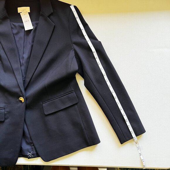 NWT ANN TAYLOR Notched One Button Blazer - Deep Navy  |10P - Picture 14 of 15